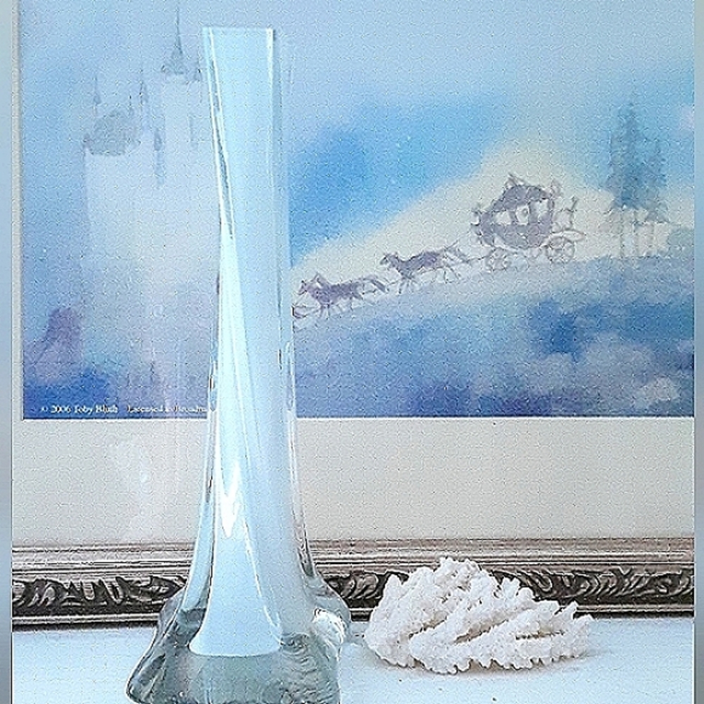 LaReaux White Clear Vintage Tall Crystal Glass Floral Vase